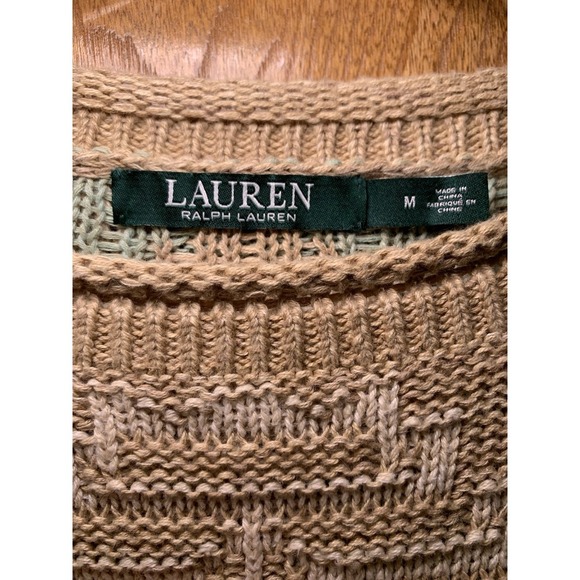Lauren Ralph Lauren Tan Knit Aztec Southwestern Sweater Size M Western Heavy - Picture 10 of 11